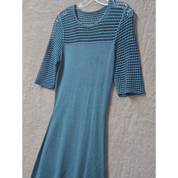 💙 Nanette Lepore Teal Dream Dress - Size S Knit & Crochet Chic 💙 Retro Preppy - Picture 2 of 7
